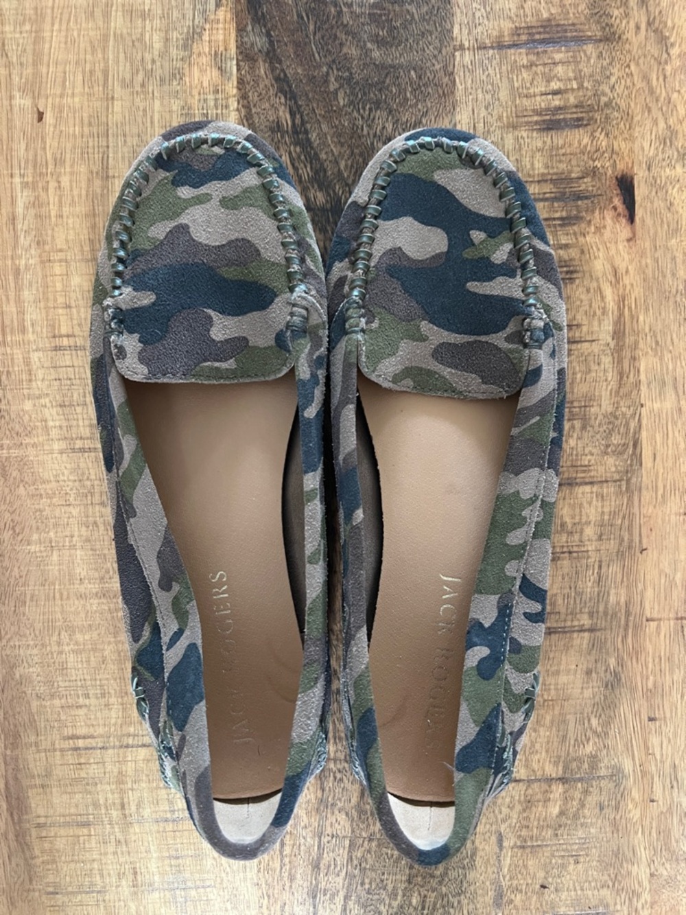 Jack Rogers Women's Camo Moccasin Loafers - Green/Gray